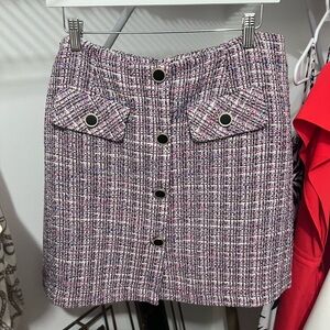 Bagatelle Button Down Tweed Skirt